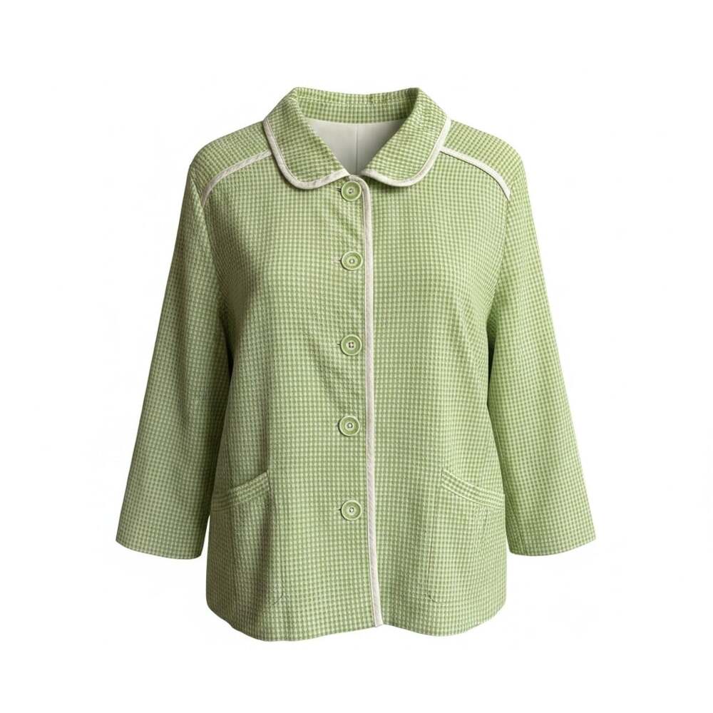 Requirements Women's Green Gingham Button-Down Jacket 16 Cottagecore